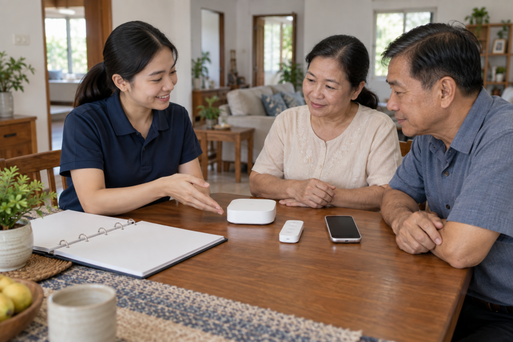 ภาพจำลองการอธิบายอุปกรณ์ Smart Home และเอกสารรับมอบให้เจ้าของบ้าน